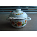 flower decals enamel strait pot with bulb handle
 flower decals enamel strait pot with  bulb handle